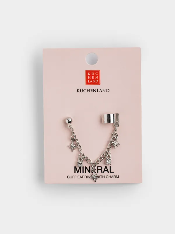 Кафф сырға, бір өлшем, суспензия, металл/стразылар, Жұлдыздар, Mineral, image-2