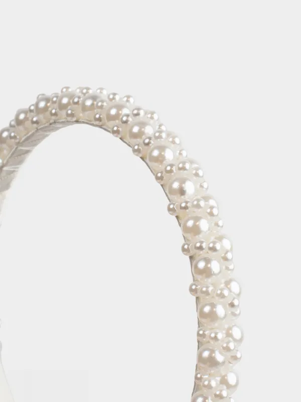 Ободок для волос, 13х16 см, пластик/металл, молочный, Бусины, Hairstyle, image-2