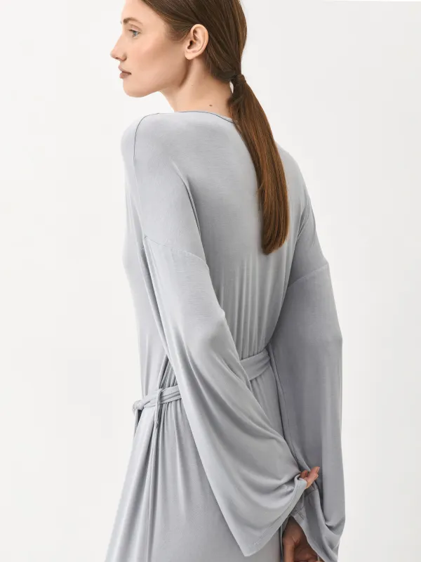 Әйелдер халаты, үйге арналған, өлшемі XL, ұзын жеңді, вискоза/эластан, сұр-көгілдір, Meryl, image-5