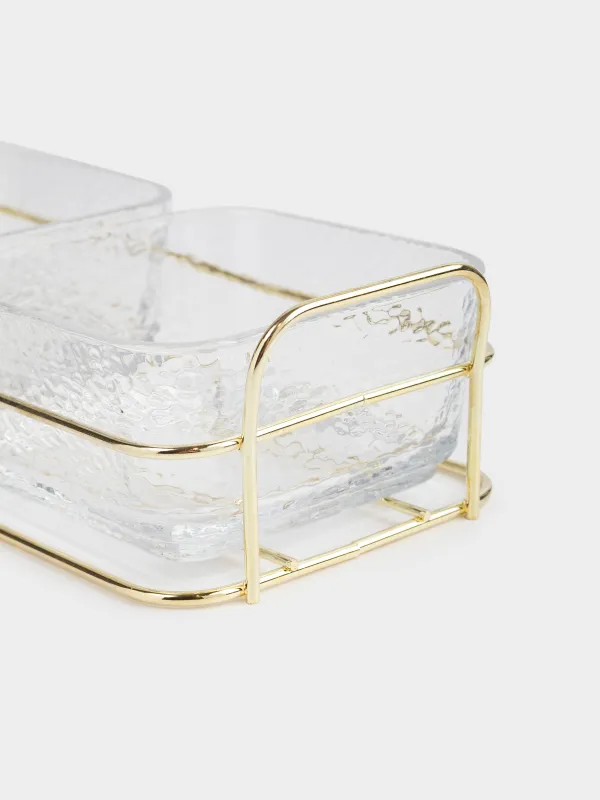 Тіскебасарларға арналған жиынтық, 2 зат, тұтқалары бар тұғырда, шыны/металл, алтын, Twist gold, image-5