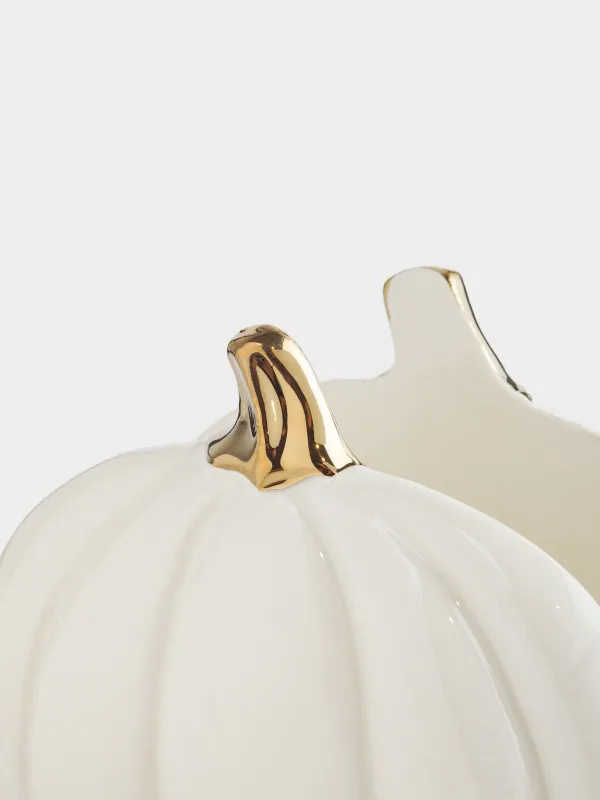 Салфетница, 12 см, керамика D, молочно-золотистая, Тыква, Golden glow, image-2