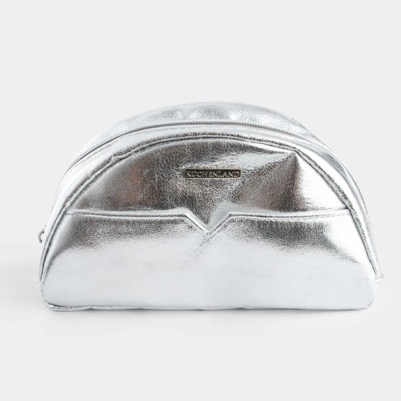 Косметичка, 22х12 см, полиуретан, серебристая, Plenden, image-1