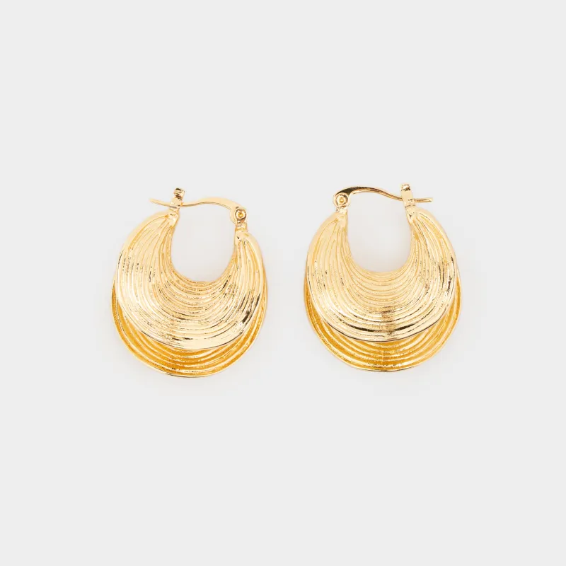 Серьги, 3 см, 2 шт, металл, золотистые, Абстракция, Jewelry