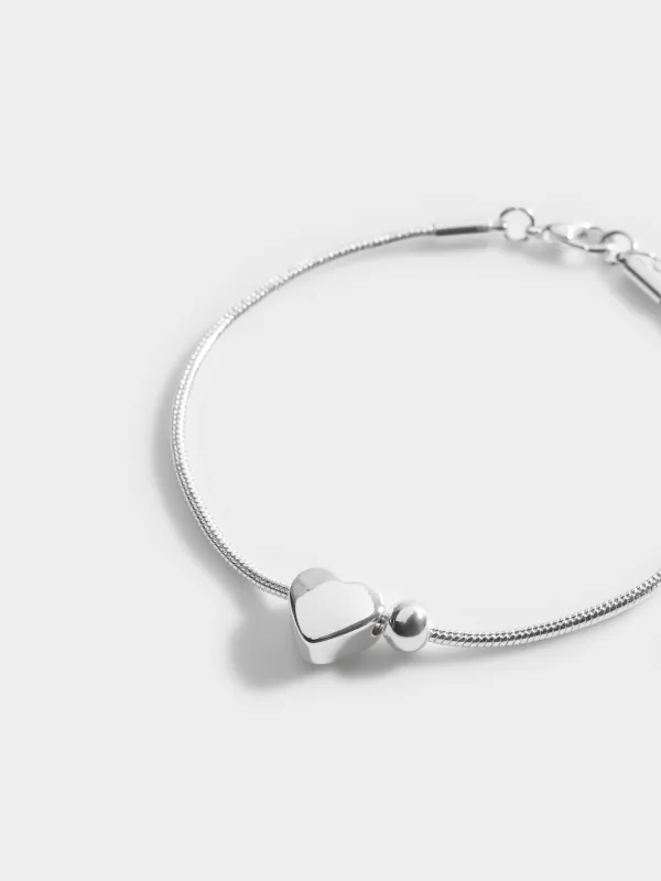 Браслет, 22 см, металл, серебристый, Сердце, Jewelry heart, image-2