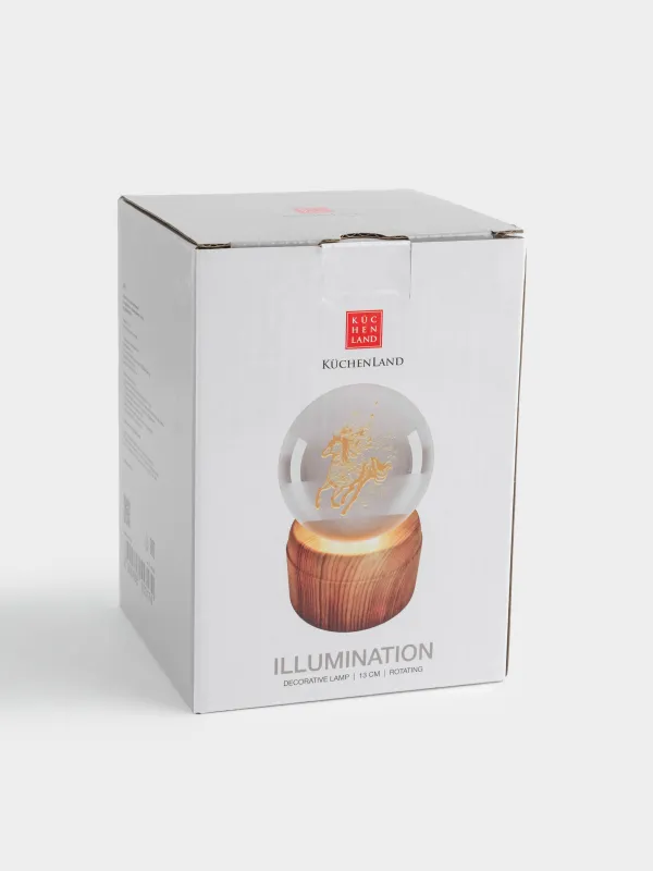 Светильник декоративный, 13 см, с подсветкой, вращающийся, стекло/пластик, Конь, Illumination, image-4