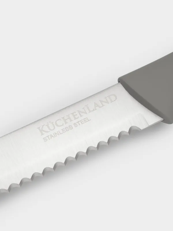 Пышақтар жинағы, 5 зат, тұғырыққа қойылған, болат/пластик, сұр, Grey steel, image-3