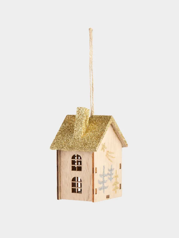 Игрушка елочная, 13 см, Дом, Figure wood, image-2