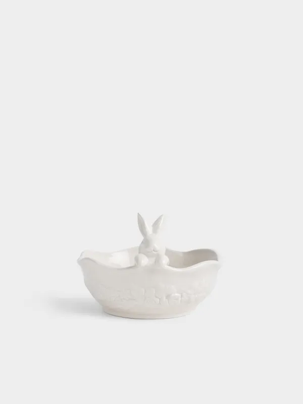 Салатник с декором, 19х12 см, Кролик с цветами, Rabbit pattern, image-0