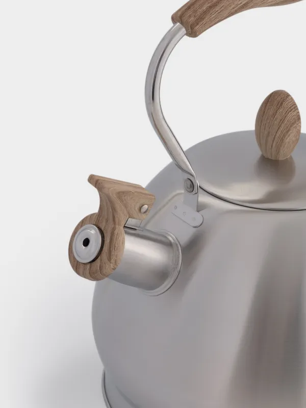 Чайник, 3,4 л, со свистком, сталь/нейлон, бежевый/матовый, Whistle, image-2