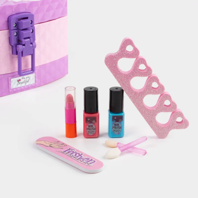 Косметика жиынтығы, балаларға арналған, 16 см, 26 пр, әшекейлері бар, қорапта, пластик, қызғылт, Cosmetic kids, image-6