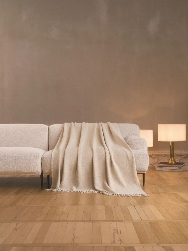 Жамылғы, 130x170 см, шашағы бар, мақта/люрекс, сарғыш, Зигзаг, Strike, image-2