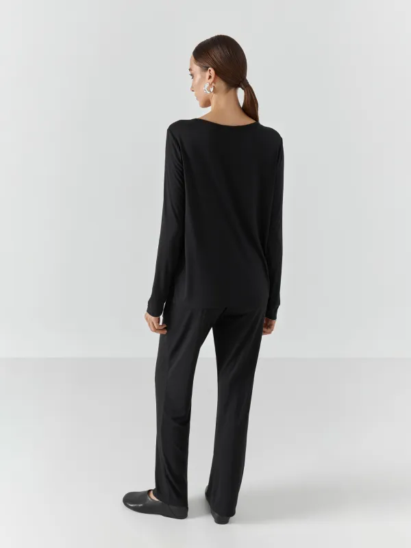 Лонгслив домашний, черный, Kelsey, image-4