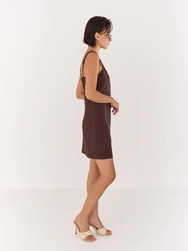 Әйелдер көйлегі, мини, өлшемі S, белдіктері бар, вискоза/зығыр, лимон, Nicolia, image-3