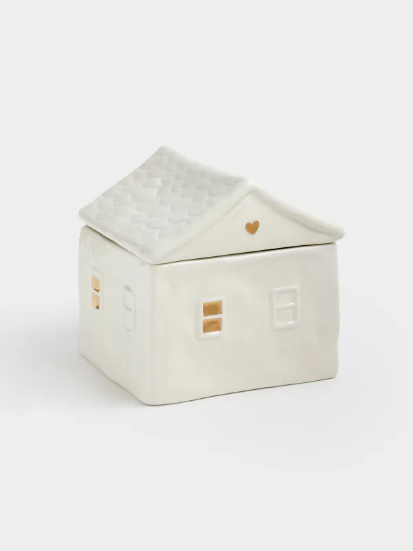 Сақтау ыдысы, 13х12 см, 650 мл, керамика, сүт және алтын түстес, Үй, Snow sparks, image-1