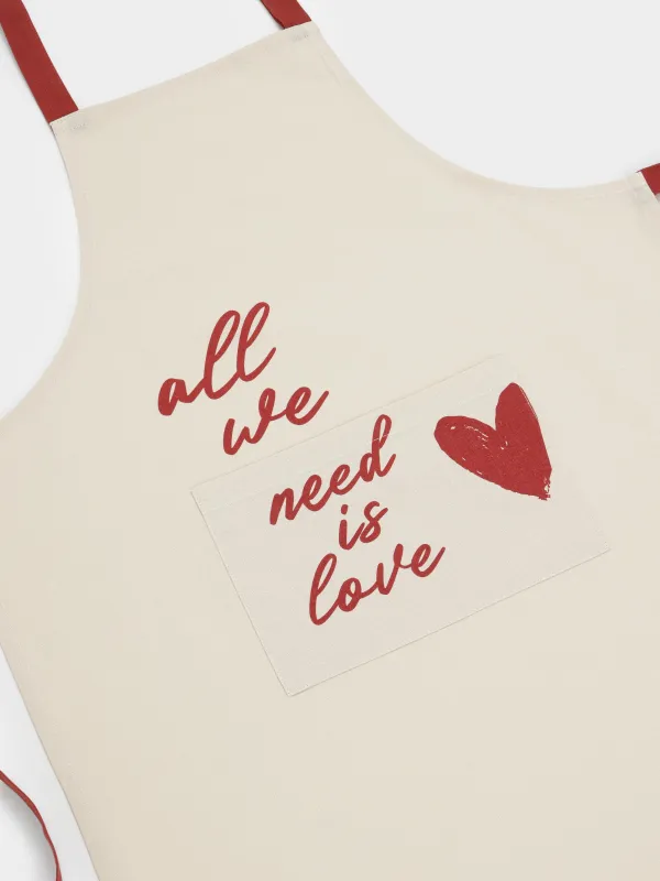 Фартук, 65х85 см, хлопок, бежевый, All we need is love, Heart kitchen, image-1