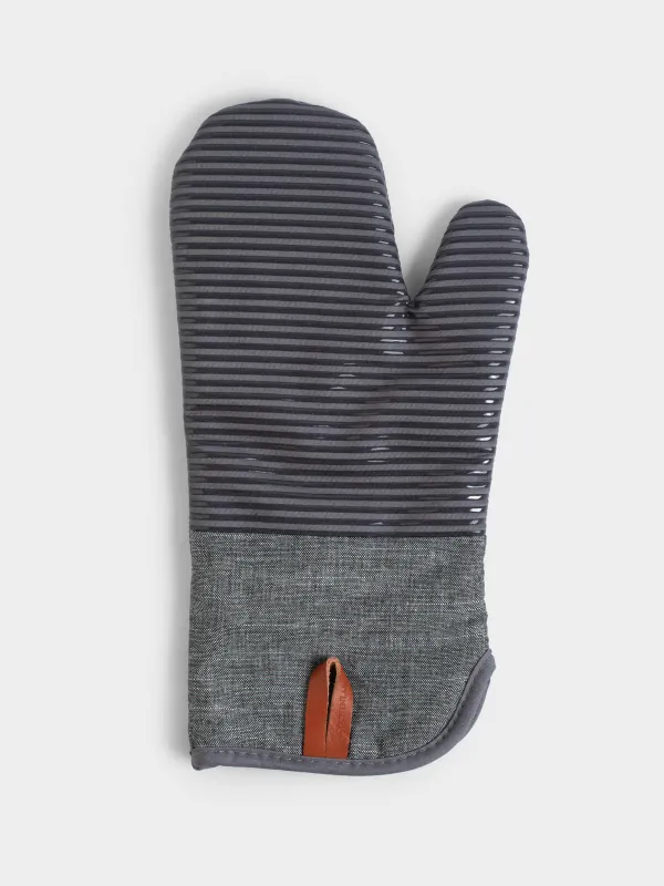 Ыдыс ұстағыш-қолғап, 34х18 см, мақта/силикон, графитті, Bakery striped, image-0