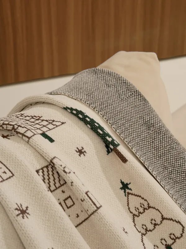 Плед, 130х170 см, полиэстер/хлопок, молочно-зеленый, Елки и дома, Tree, image-5