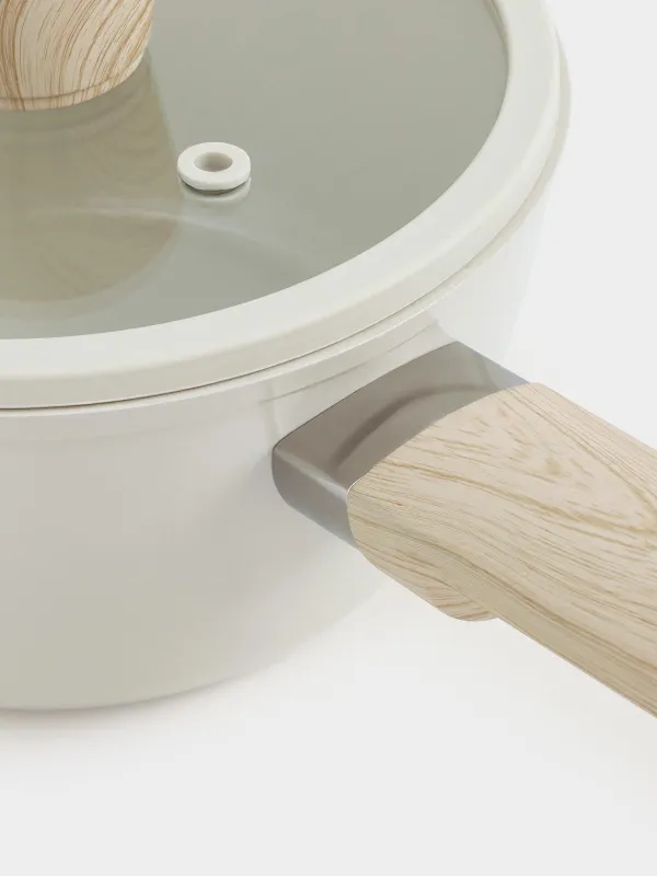 Шөміш, 16 см, 1,3 л, қақпағы бар, қапталған, алюминий, сүт түсті, Sentimentality, image-4