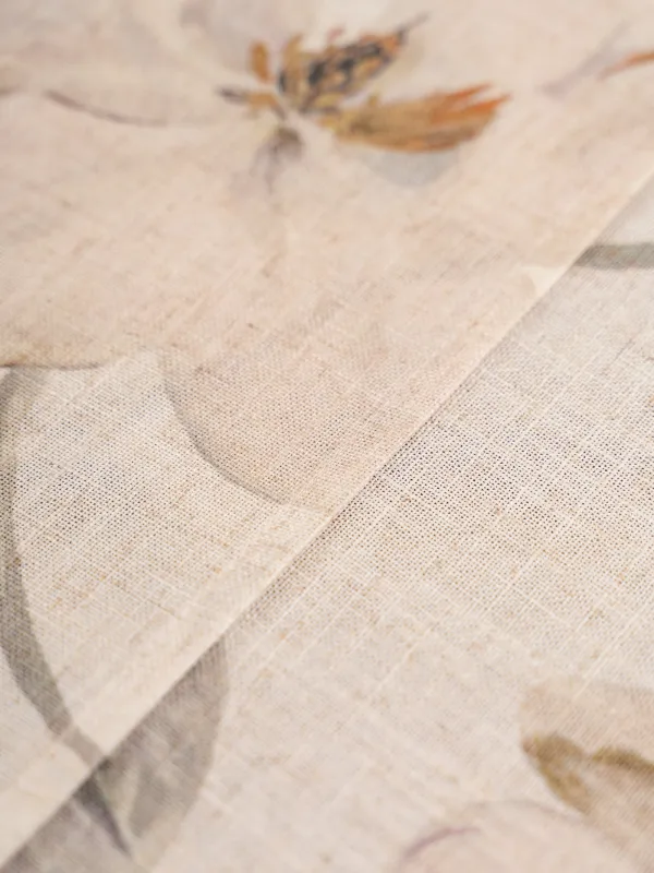 Үстел төсеніші, 40х160 см, полиэстер/зығыр, сүт түстес сары, Гүлдер, Flowery flax, image-4