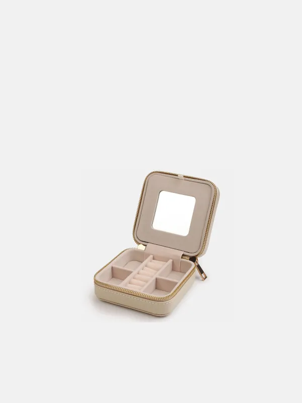 Зергерлік қорап, 12х12 см, айна, жасанды былғары / МДФ, бежевый, Premiere small, image-2