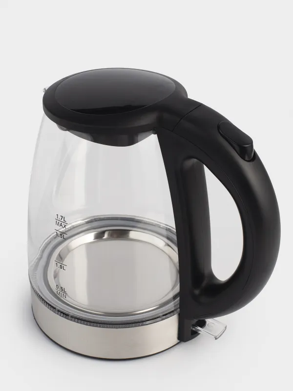 Электр шәйнегі, 1,7 л, 1850-2200 Вт, шыны, қара, Progress plus, image-2
