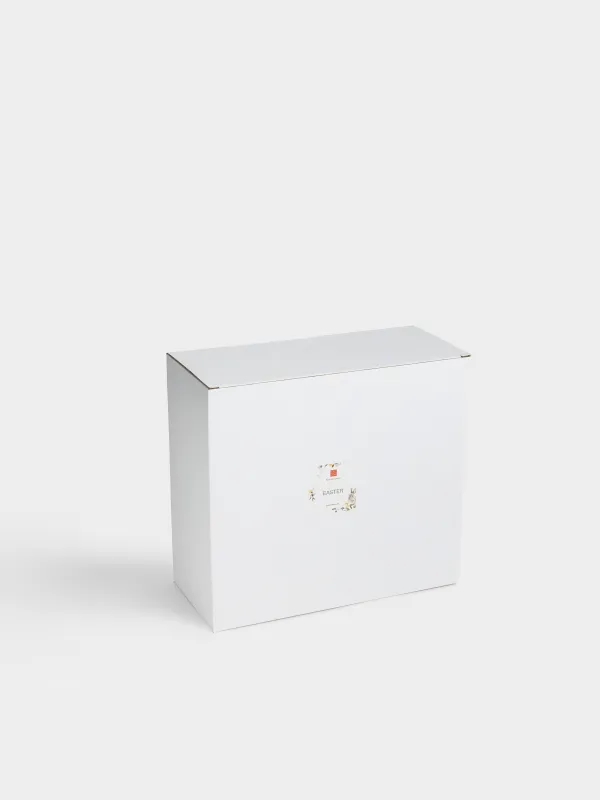 Пасха ыдысы, 27x12 см, 17 бөлім, керамика, сүт түстес, Гүлдер арасындағы қоян мен балапан, Easter, image-6