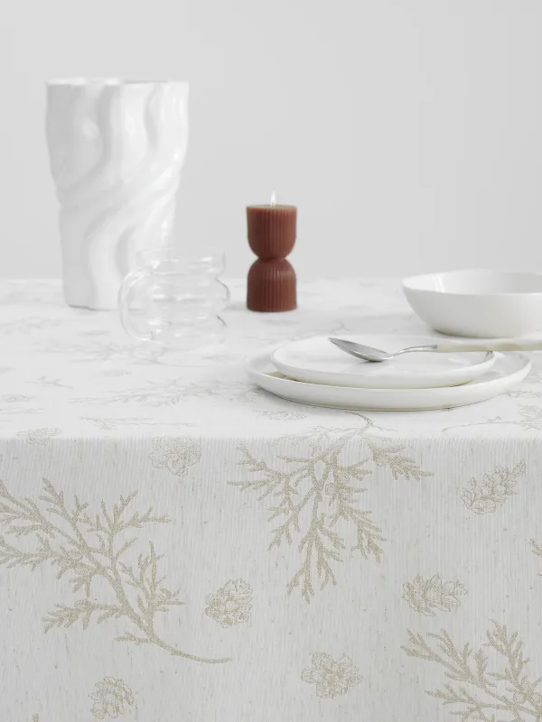 Дастархан, 170х250 см, жаккард, полиэстер, сарғылт-қоңыр, Қылқан жапырақты бұтақтар, Conifer branches, image-4