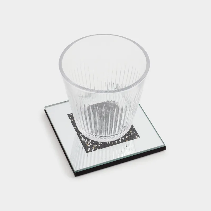 Саптыаяқ тұғыры, 10 см, шыны, шаршы, айна, Қара кристалдар, Glossy crystal, image-4