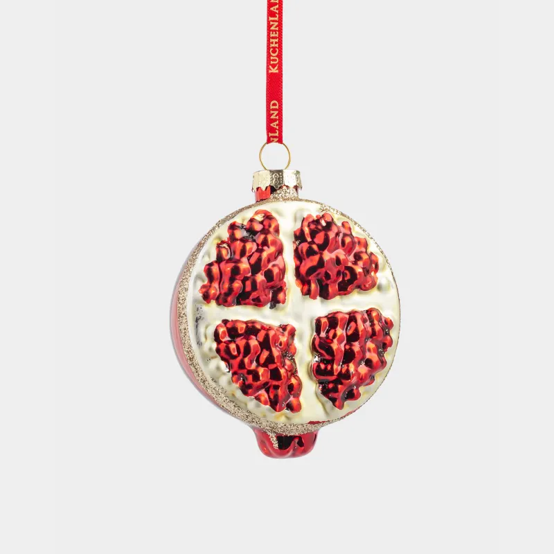 Шырша ойыншығы, 7 см, шыны, жылтырақтары бар, қызыл, Анар, Fruits