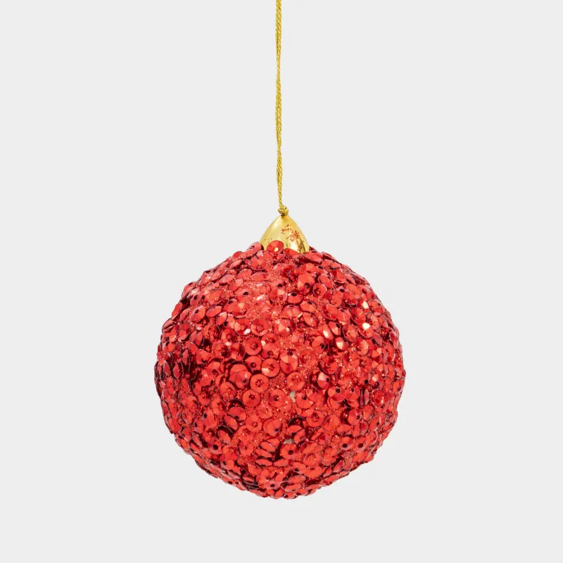 Шырша ойыншығы, 8 см, моншақ/пластик, қызыл, Шар, Ball sparkle