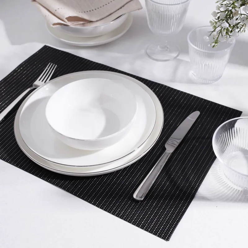 Аспап астындағы майлық, 30х45 см, ПВХ, тікбұрышты, қара, Алтын жіп, Solid, image-3