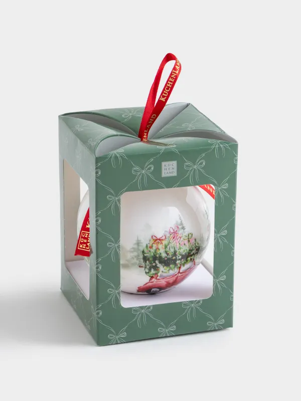 Игрушка елочная, 7 см, пенопласт, Шар, Машинка, Ball print, image-3