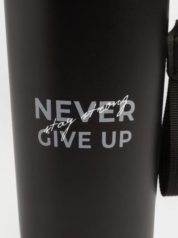 Термокружка, 500 мл, клапан/трубочка, с ремешком, сталь/пластик, черно-золотистая, Ballad, image-5