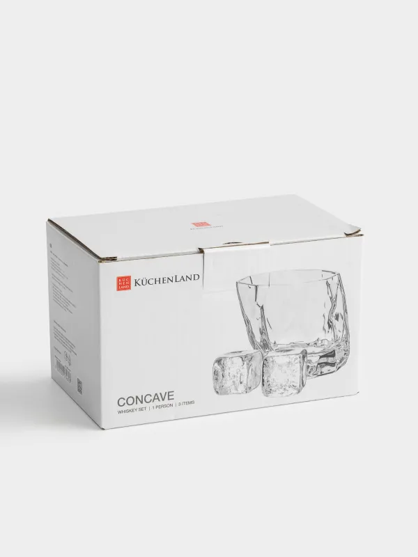 Набор для виски, 1 перс, 3 пр, стаканы/кубики, кристальное стекло, Concave, image-5