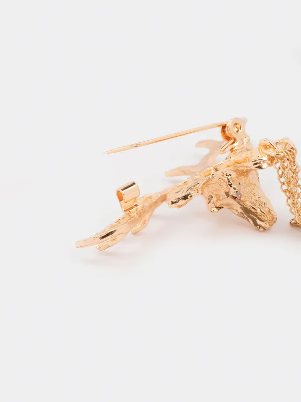 Брошь, 8 см, металл, золотистая, Олень, Jewelry deer, image-2