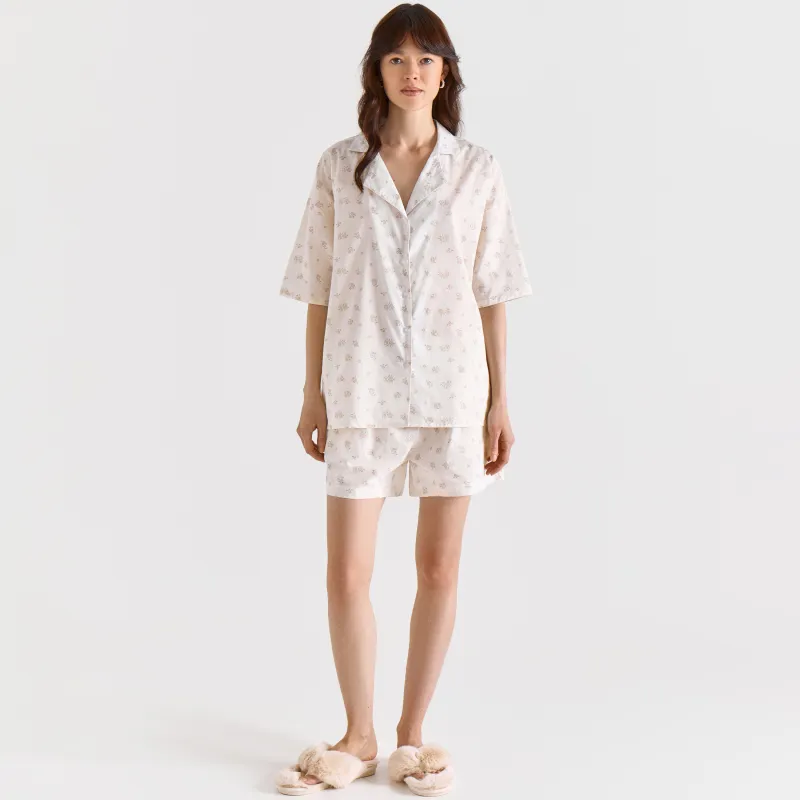 Әйелдер шорттары, үйге арналған, өлшемі L, мақта, ақ, Гүлдер, Florina