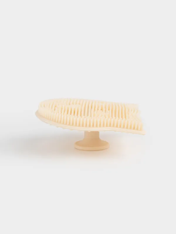 Щетка для очищения лица, 6 см, массажная, на присоске, силикон, бежевая, Кот, Manny, image-2