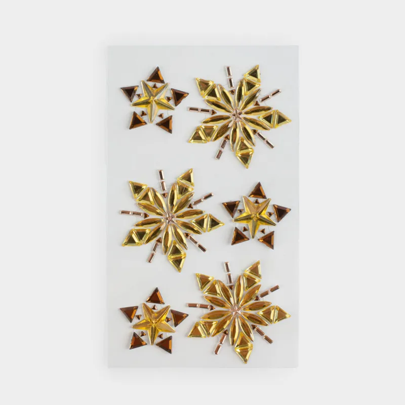 Набор наклеек, 9х17 см, одноразовые, акрил, Золотые звезды, Christmas decal