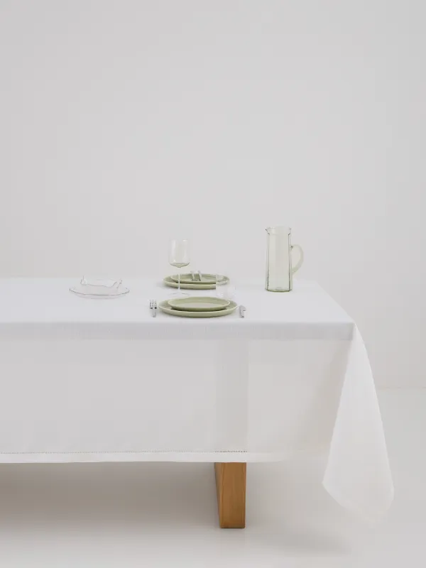 Скатерть, 170х250 см, полиэстер, белая, Hemstitch, image-0