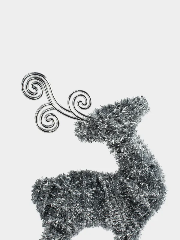 Статуэтка, 42 см, мишура/пластик, серебристая, Олень, Tinsel decor, image-1
