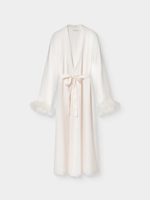 Әйелдер халаты, үйге арналған, өлшемі M, ұзын жеңді, полиэстер/қауырсын, сүт түстес, Adria, image-4