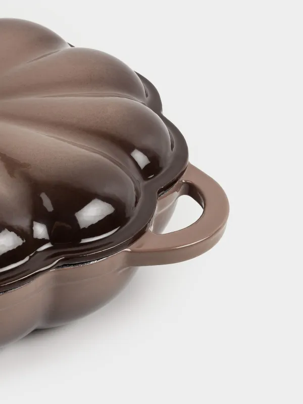 Сотейник, 26 см, 2,3 л, қақпағы бар, шойын, қоңыр, Асқабақ, асқабақ, image-3