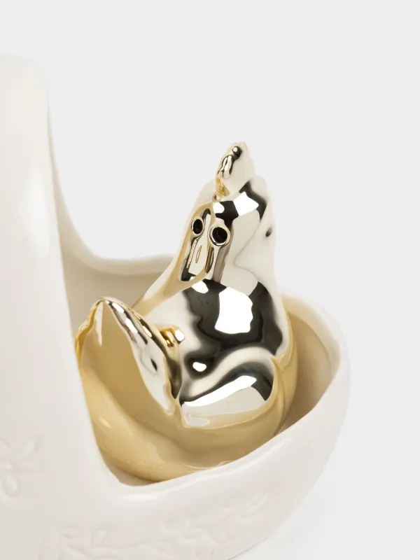 Набор для соли и перца, 7 см, на подставке, керамика D, молочно-золотистый, Rustic Easter, image-2