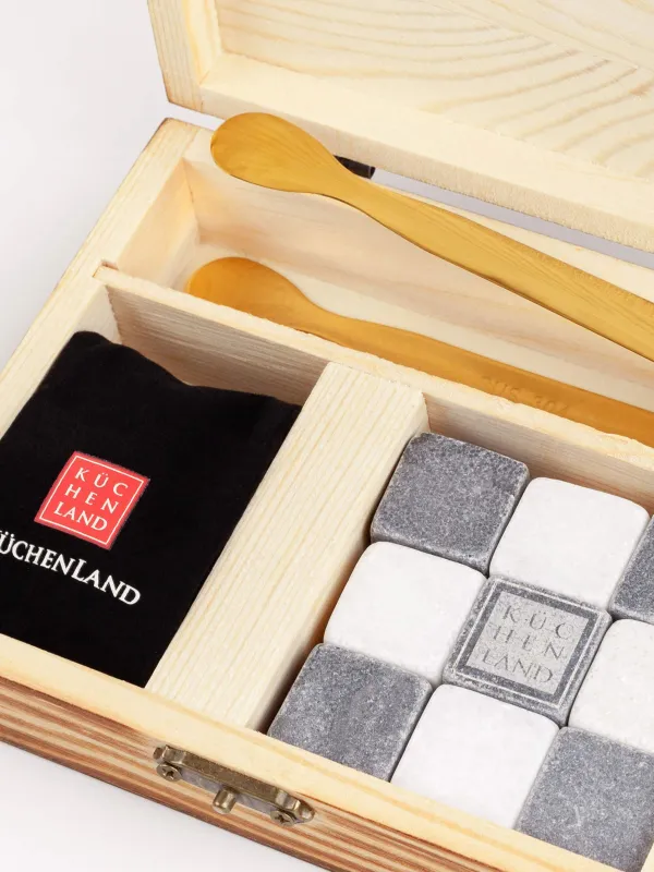 Набор кубиков для охлаждения напитков, 12 пр, с щипцами, в коробке, мрамор/сталь, Bar, image-1