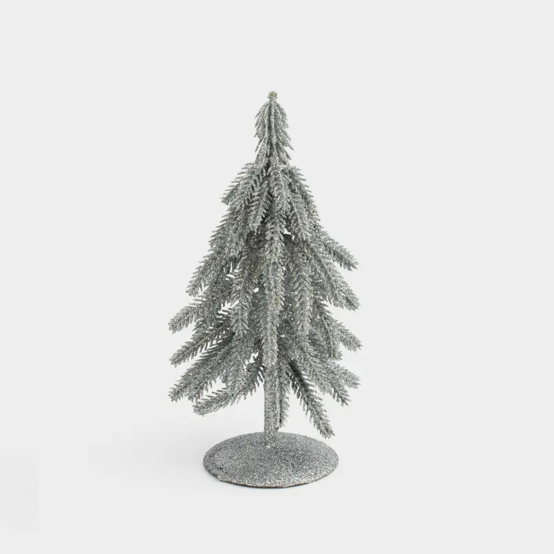 Жасанды шырша, 20 см, тұғырда, полиэтилен/металл, күміс, Silver style