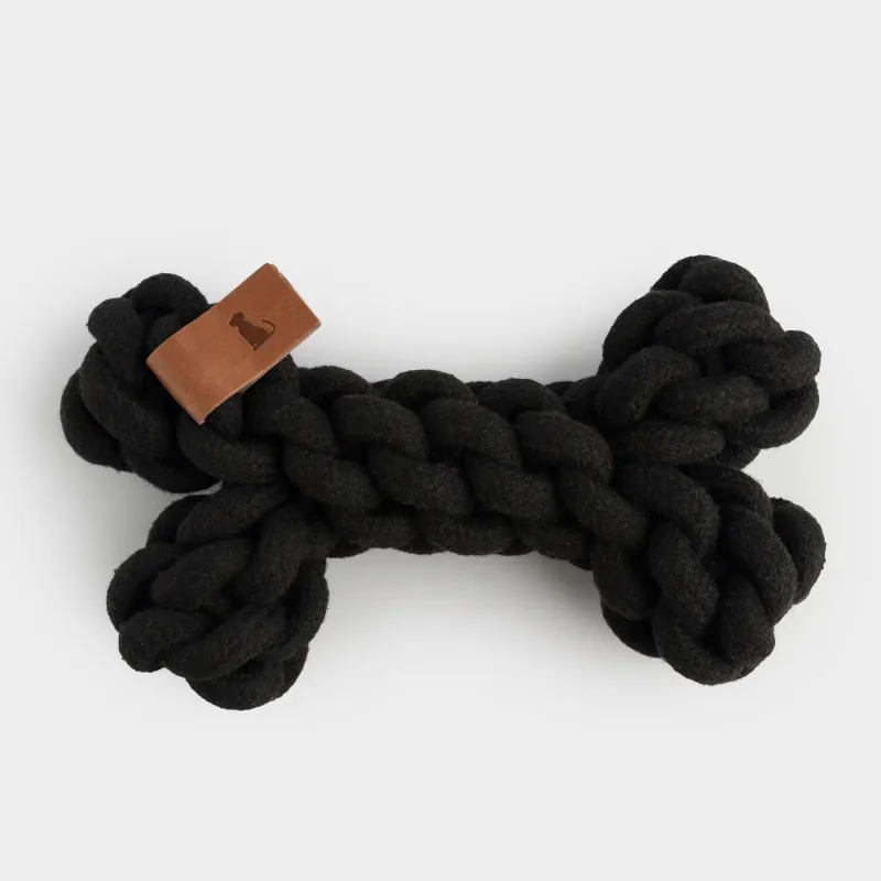 Игрушка для собак, 18 см, хлопок, черная, Кость, Big pet