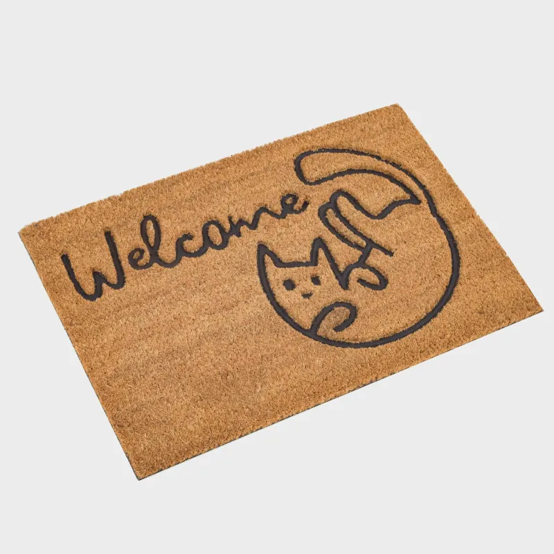 Кілемше, 40х60 см, Кокос жаңғағы/ПВХ, сарғылт-қоңыр, Мысық, Home deco, image-1