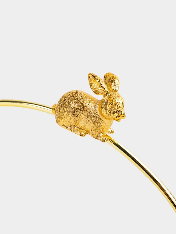 Ваза для фруктов, 23х9 см, на подставке, Кролик, Rabbit gold, image-1