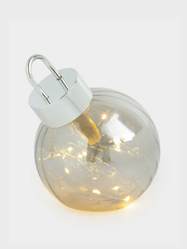 Статуэтка с подсветкой, 15 см, Елочный шар, Silver style, image-2