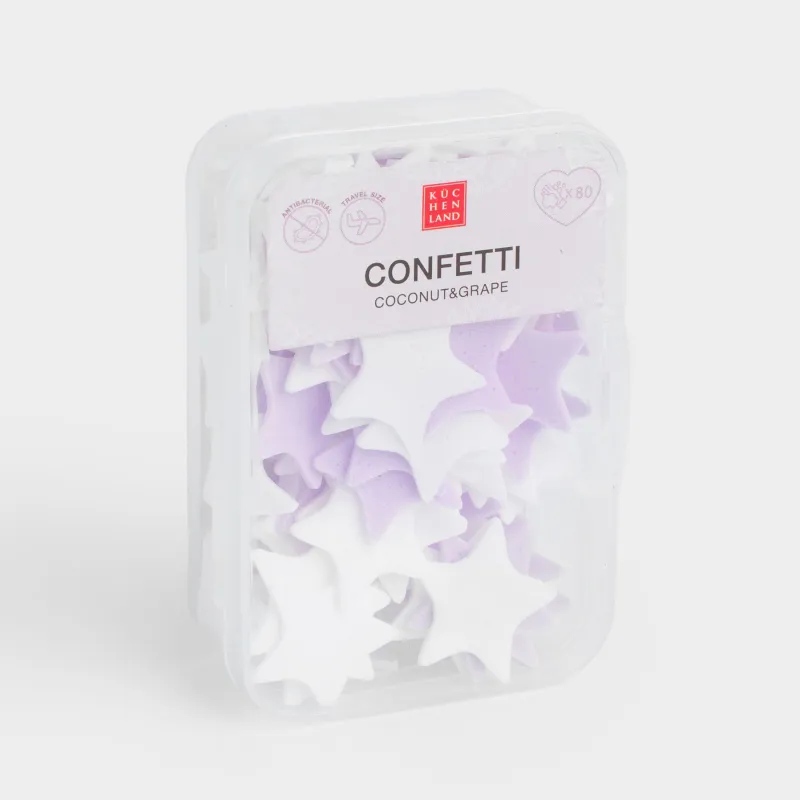 Мыло-конфетти, 2 см, 80 шт, фиолетовое/белое, Кокос/Виноград, Звезда, Confetti, image-0